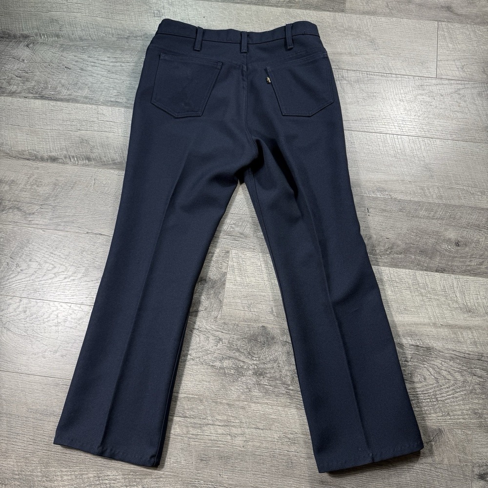 Vintage 70's Levis 517 Blue Dacron Polyester USA Made 32x28 Bootcut Scoville Zip - Picture 3 of 10